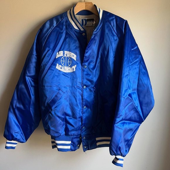 Vintage Other - Vintage United States Air Force Academy Flyers Blue Nylon Satin Varsity Jacket